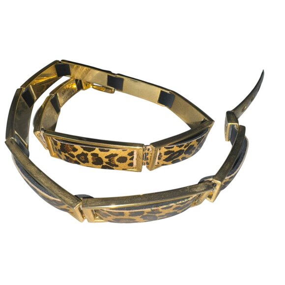 Leopard Print Gold Metal Adjustable Belt With Black Accents - Picture 11 of 11